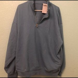 Brandy Melvile Oversized Blie Quarter Zip